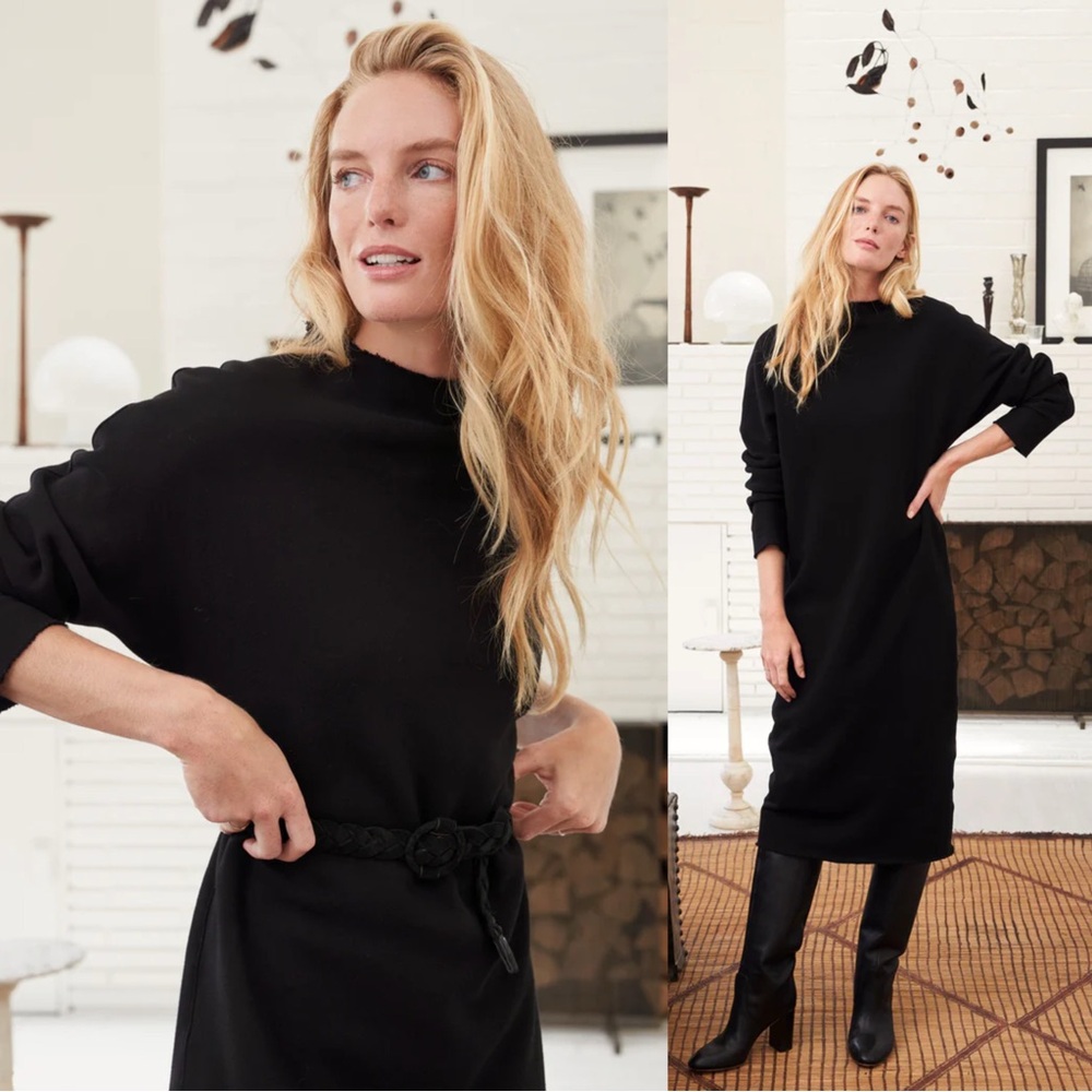 Frank & Eileen Isabelle Funnel Neck Dress Black Small